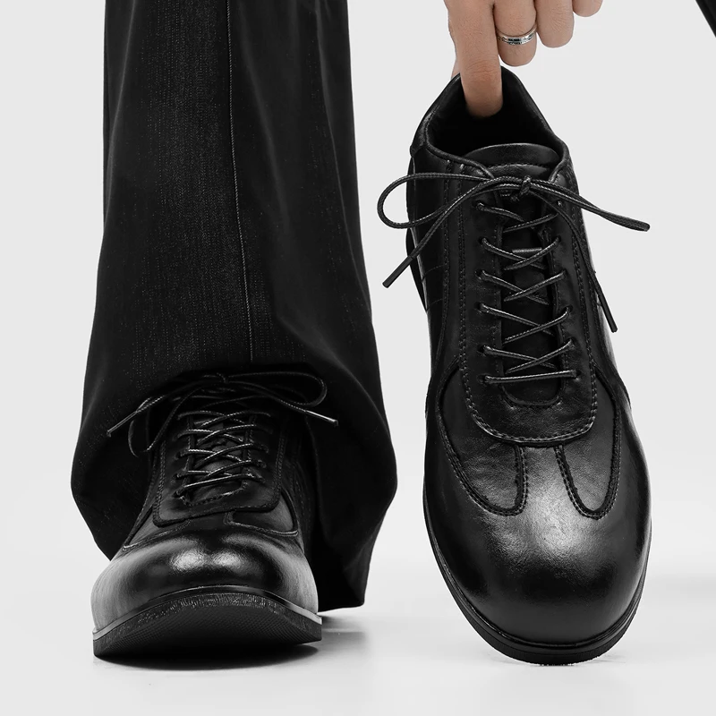 Hand Sewn Simple Exquisite Men Casual Shoes with Height Increase Anti Slip Daily Commuting Shoes