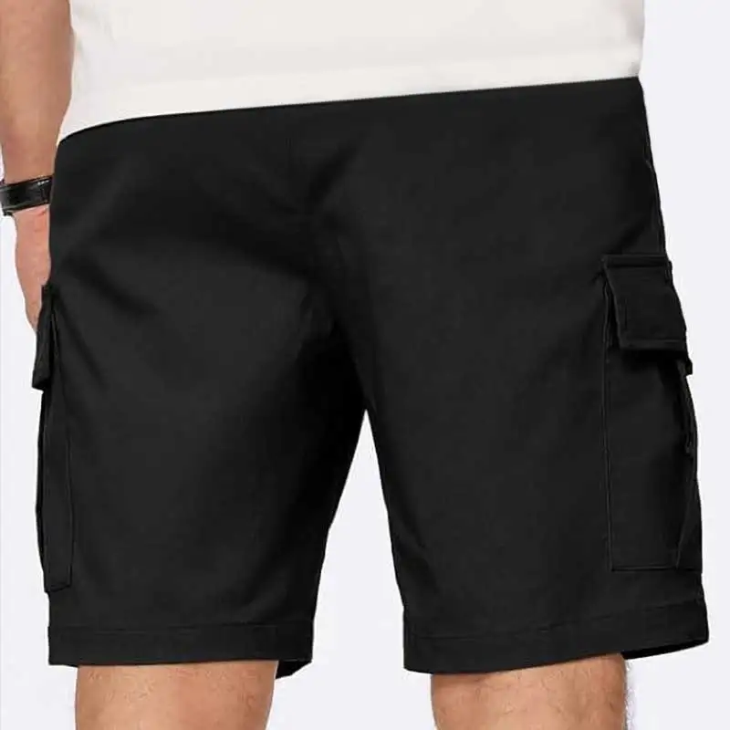 New Men's Spider Print Cargo Shorts Male Outdoor Overalls Elastic Waist Cycling Shorts Multi-pockets Work Beach Sports Shorts
