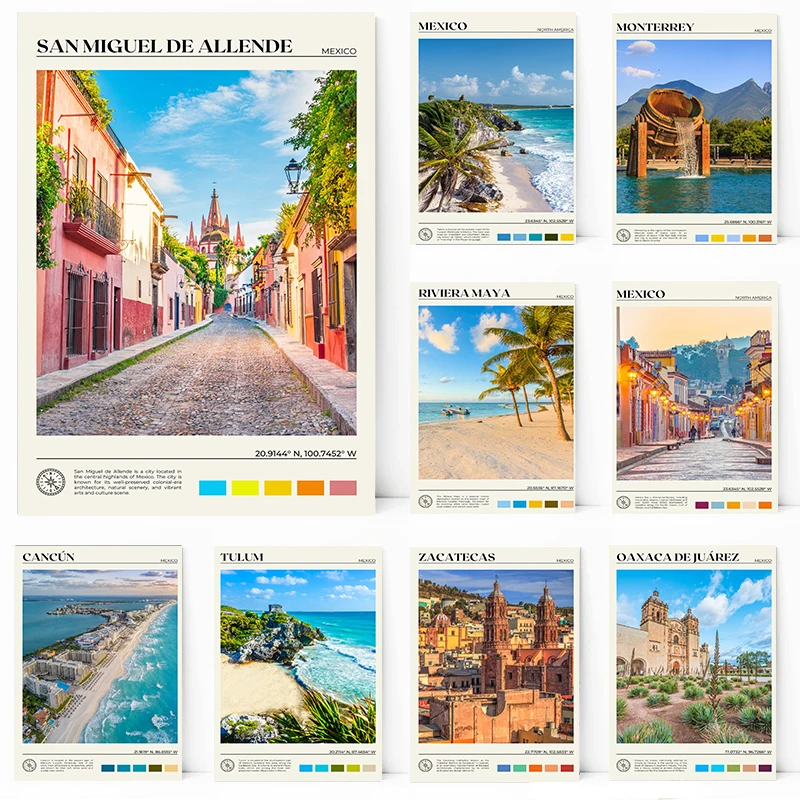 Guadalajara Zacatecas Puerto Vallarta Mexico Travel Scenery Poster Canvas Painting Photo Wall Art Picture Office Home Decor