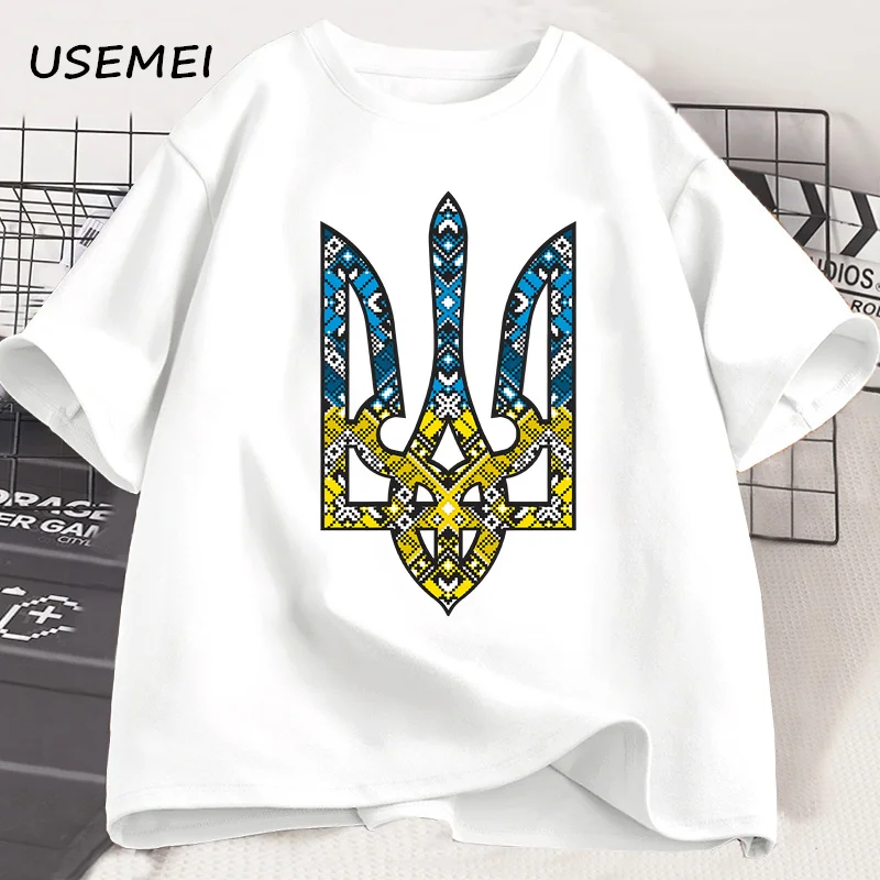 Ukraine Emblem Printed T-shirt Men Women O-Neck Casual Tops Tees Ukrainian Trident Gift T Shirt Cotton Oversized Tshirt Clothing