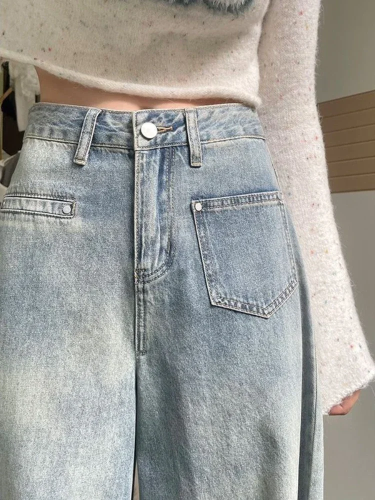 ジーンズ レディース 春秋 バギー パンツ デニム ワイドレッグ トレンド タッセルデザイン 無地 レトロ オールマッチ ハイウエスト ヴィンテージ カジュアル
