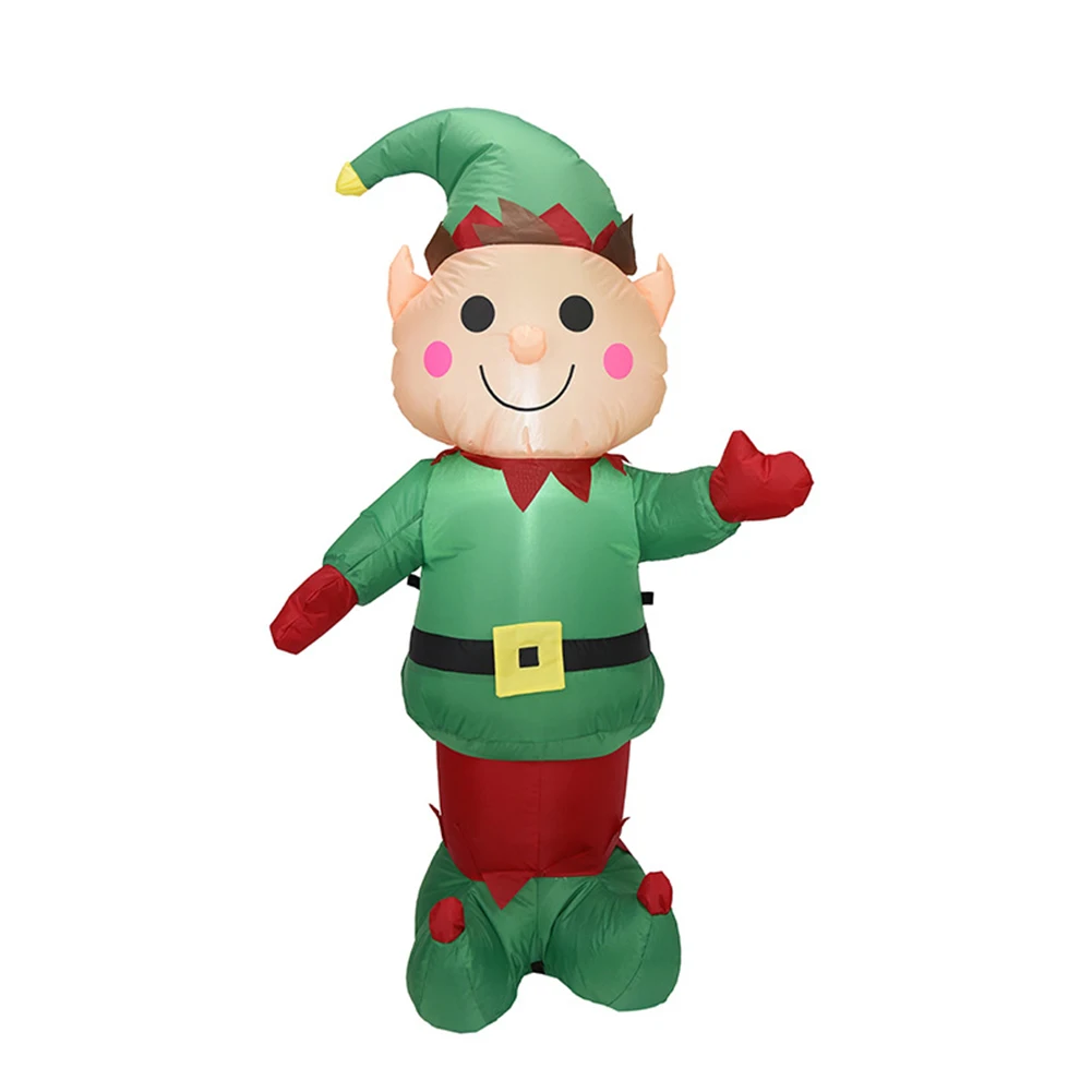 Inflatable Air Blown Up Elf with LED Light Illuminated Elf Ornament Festive Atmosphere Luminous Supplies for Garden Lawn Porch