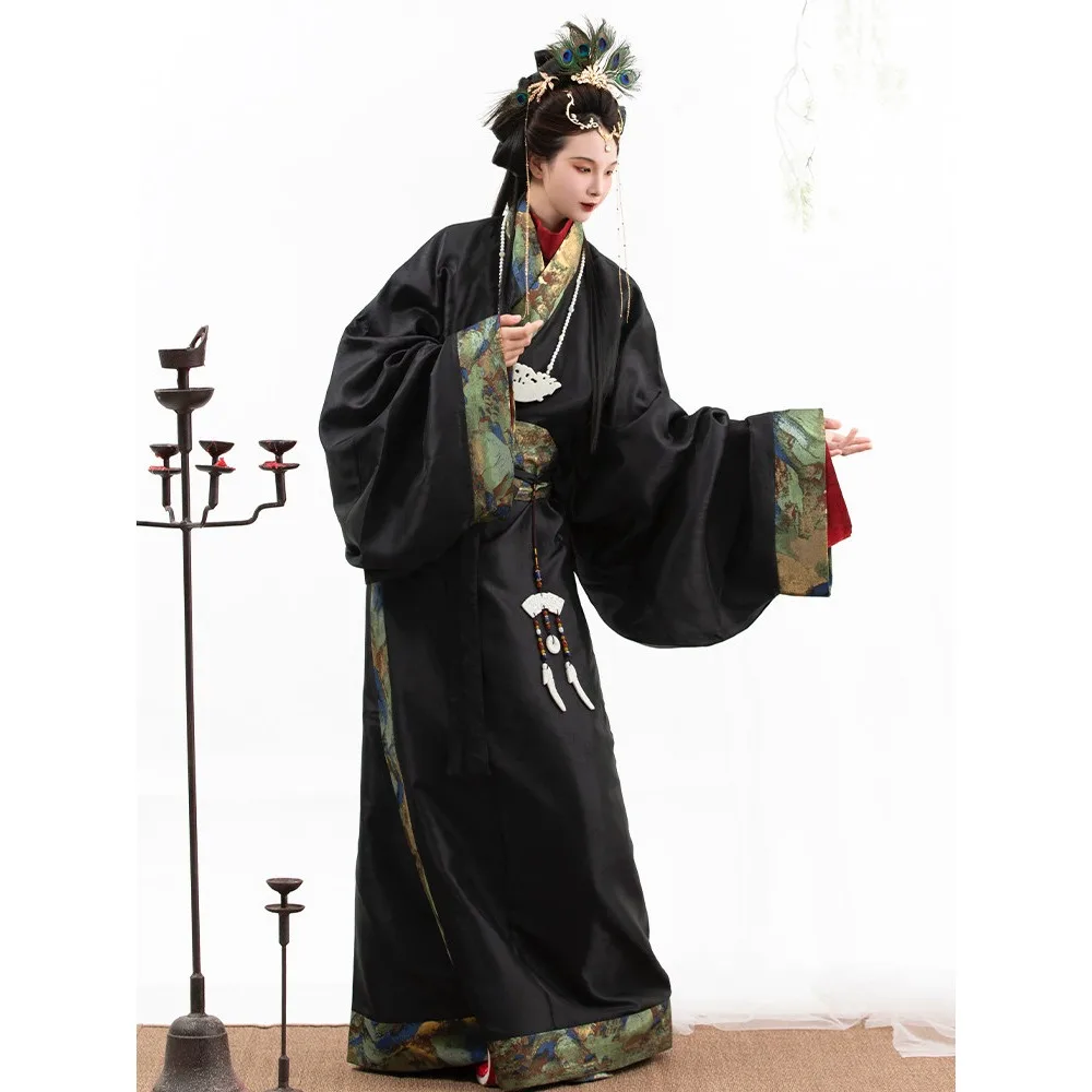 warring-states-robe-mashan-chu-tomb-improved-version-straight-row-robe-jacquard-spring-and-summer-hanfu-women's-clothing