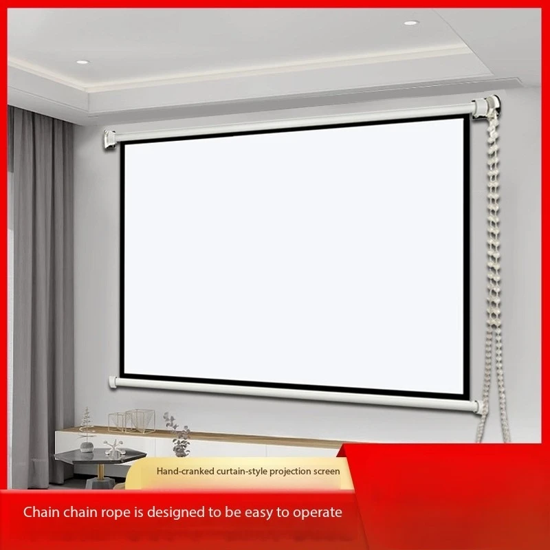 Portable High-definition Home Projector Screen 60 Inch Hand-pulled Lifting Self-locking Electric Drop Down Projector Screen view 3