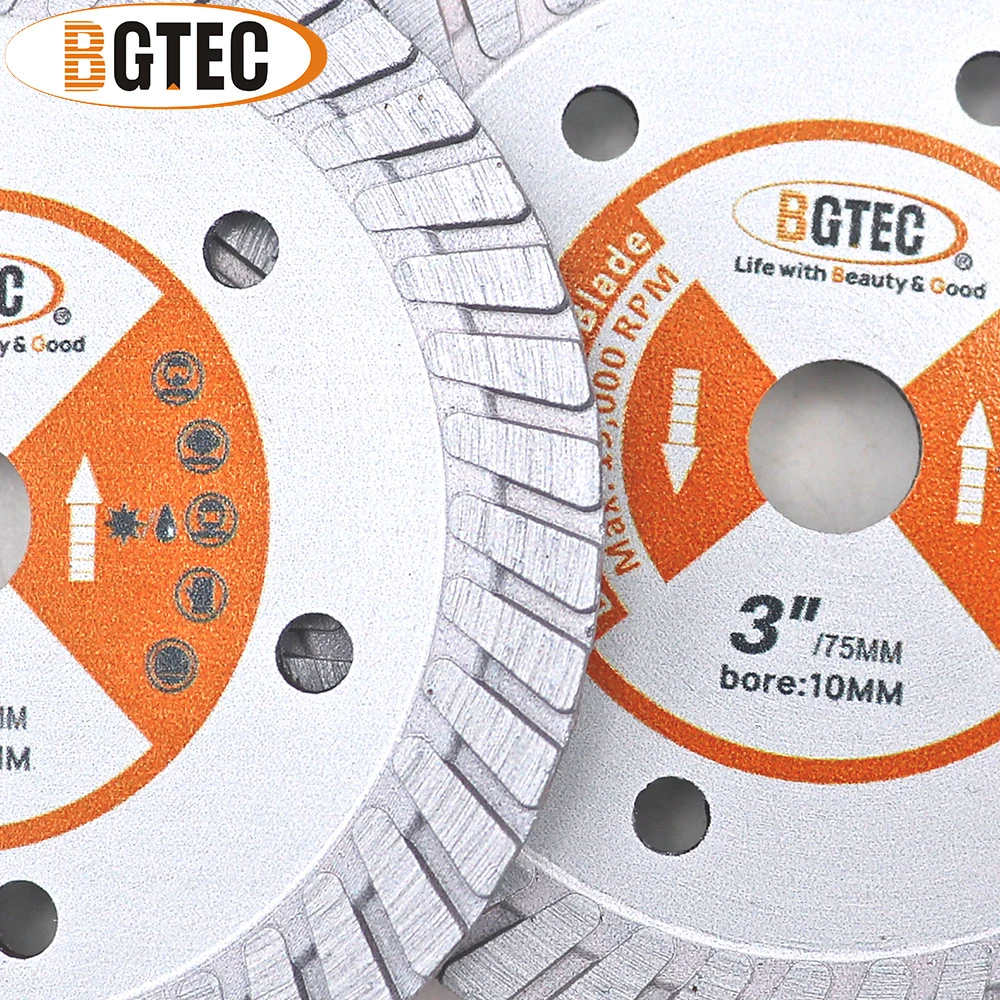 BGTEC Dia75mm diamentowa piła Turbo Mini szlifierka kątowa granitowa do betonu murowana marmurowa tarcza do cięcia kamienia 3 cale płyta