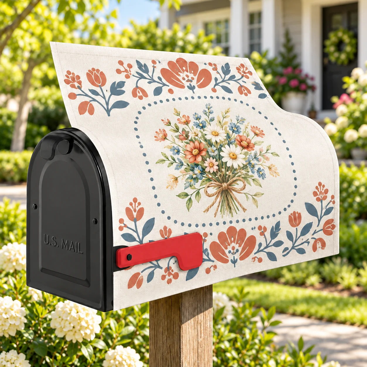 Custom Mailbox Cover Pattern Magnetic Mailbox Cover 600D PU‑Coated Oxford Fabric Water‑Resistant Mail Box Protective Wrap view 6