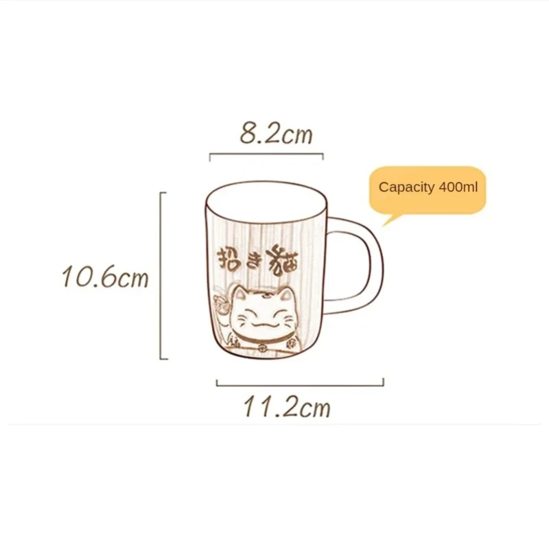 Ceramic Mug Japanese Cartoon Lucky Cat Water Cup High Capacity Home Kitchen Office Water Ware Drinkware 400ML Coffee Tea Cup