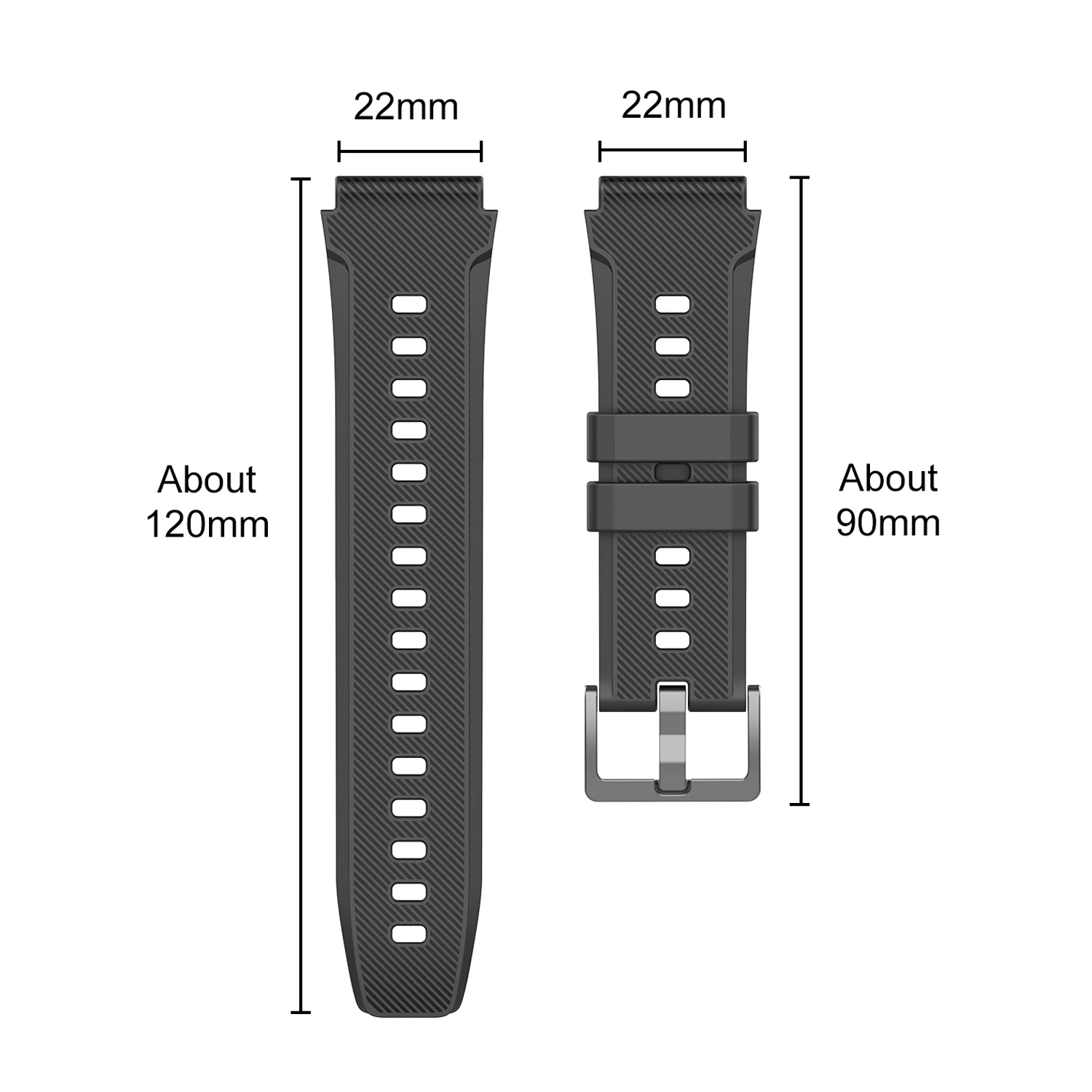 22mm Soft Silicone Band For Watch Adjustable Watch Strap Sport Wristband Bracelet Accessories Camouflage Black C20Pro Watch Band