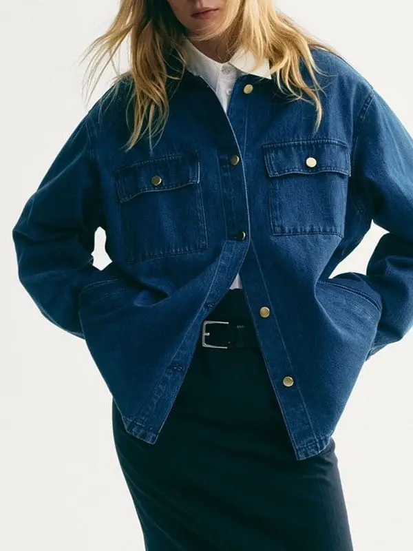 

Faionable Long Sve Corduroy Denim Jaet Женская зимняя верхняя одежда Ele Sle Универсальный воротник irt с 3D-эффектом без кепки