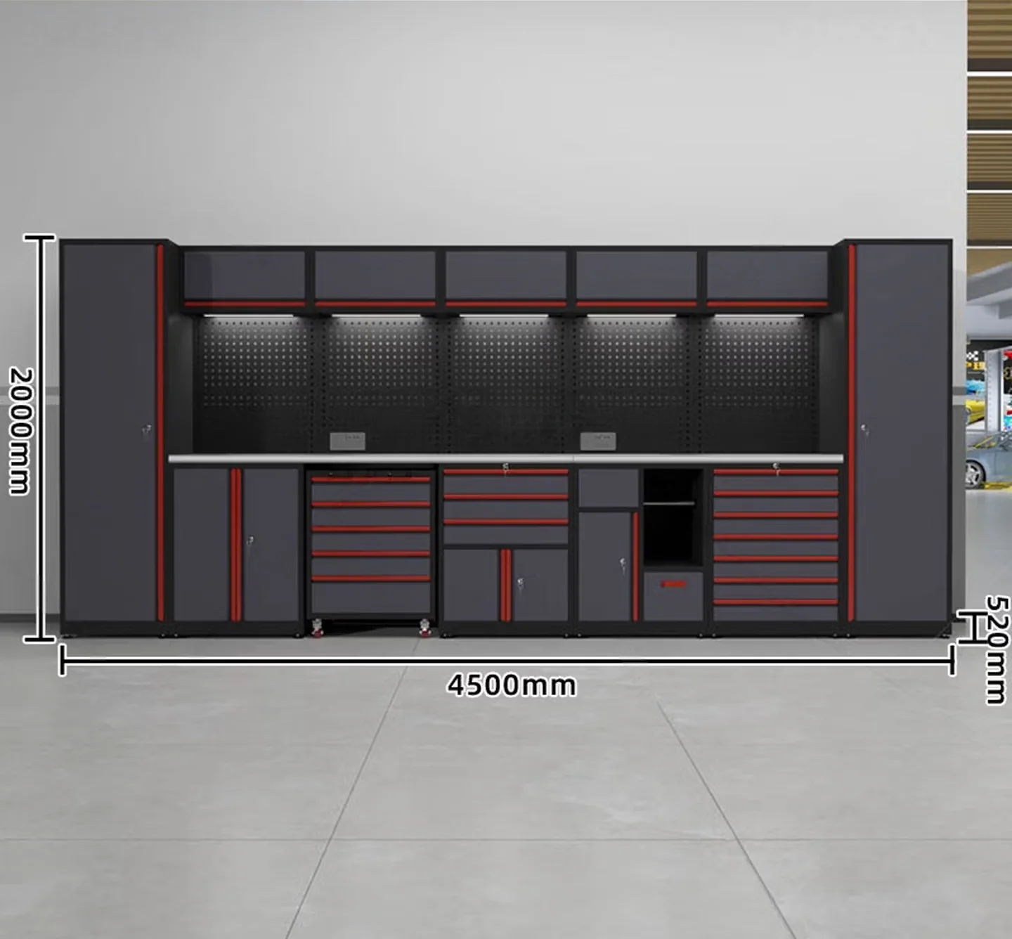 Integrated Modular Garage Workbench Cabinet Mobile Auto Shop Tool Organizer For Auto Repair Shop Automotive Service Stations