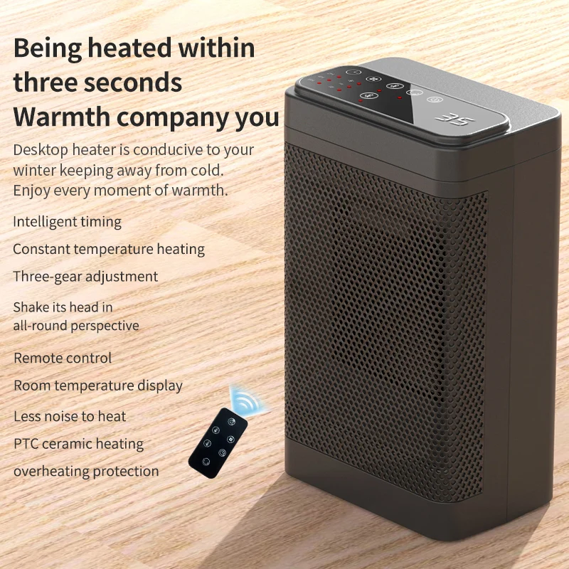 1500W PTC Electric Warm Air Blower Portable Heater Remote Control Electric Heater Low-Power Vertical Warmer Machine For Home