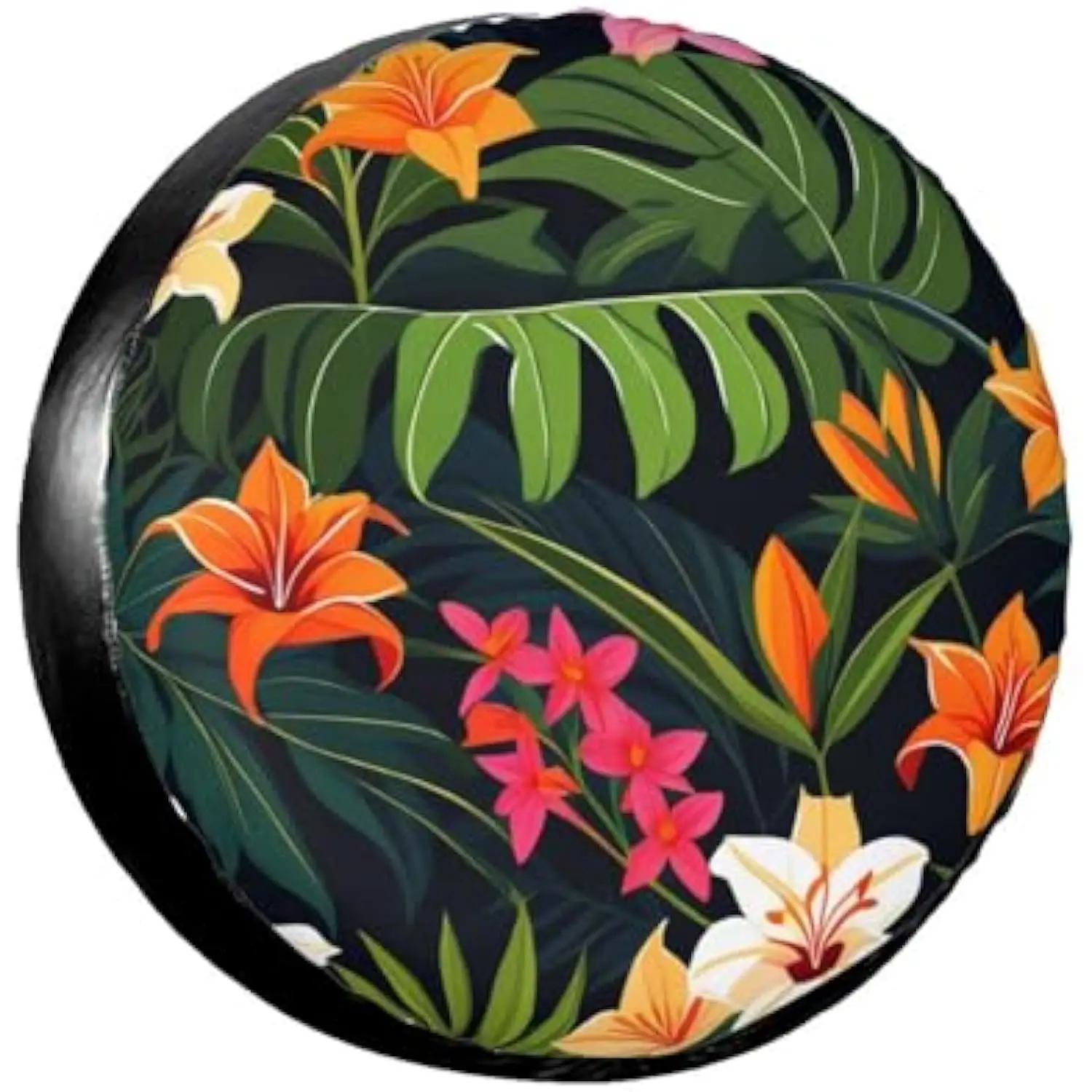 

Чехол для шины с тропическим гавайским цветочным принтом, прочная защита запасного колеса для внедорожника, прицепа, кемпера