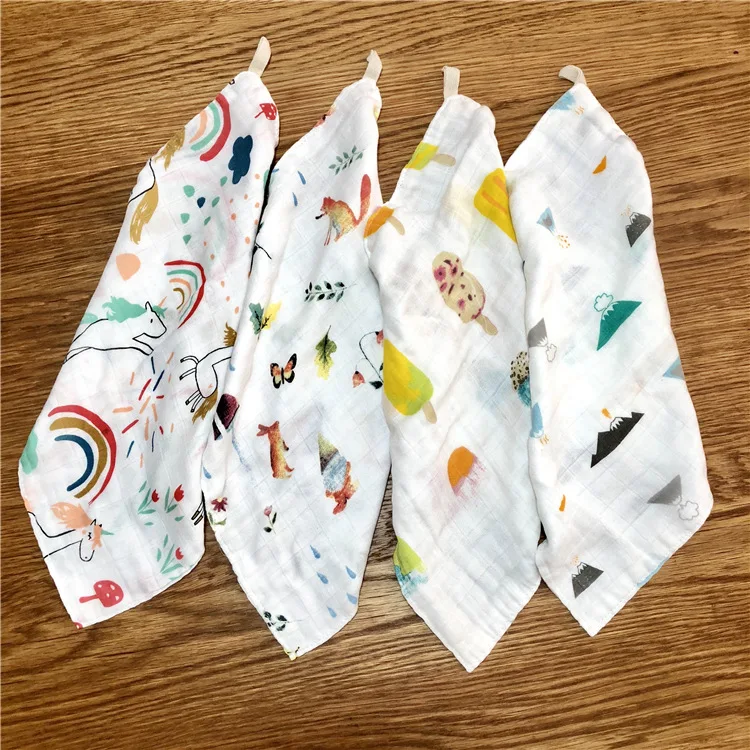 Bamboo Cotton Newborn Square Baby Towels Feeding Saliva Gauze Wash Face Towel Children Handkerchief Pure Wipe Bandana Bib