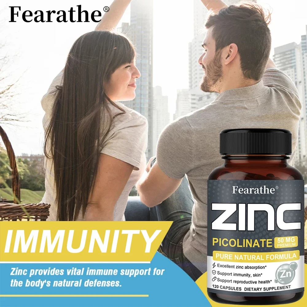 Zinc Picolinate - 120 Vegan Capsules, Supports Immune and Skin, Improves Performance, Strength, Gluten-Free and Non-GMO