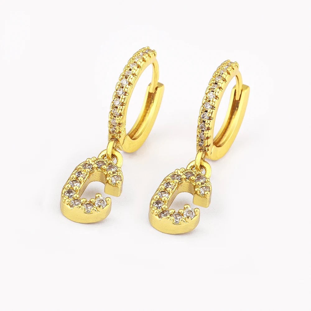 Mini Initial A-Z Letters Gold Color Hoop Earrings