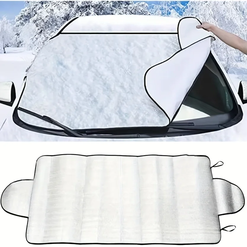 Universal Car Windshield Cover Integrated Snow Frost Sun Dust Protection With Hook Straps Durable Car Sun Shade For Most Vehicle