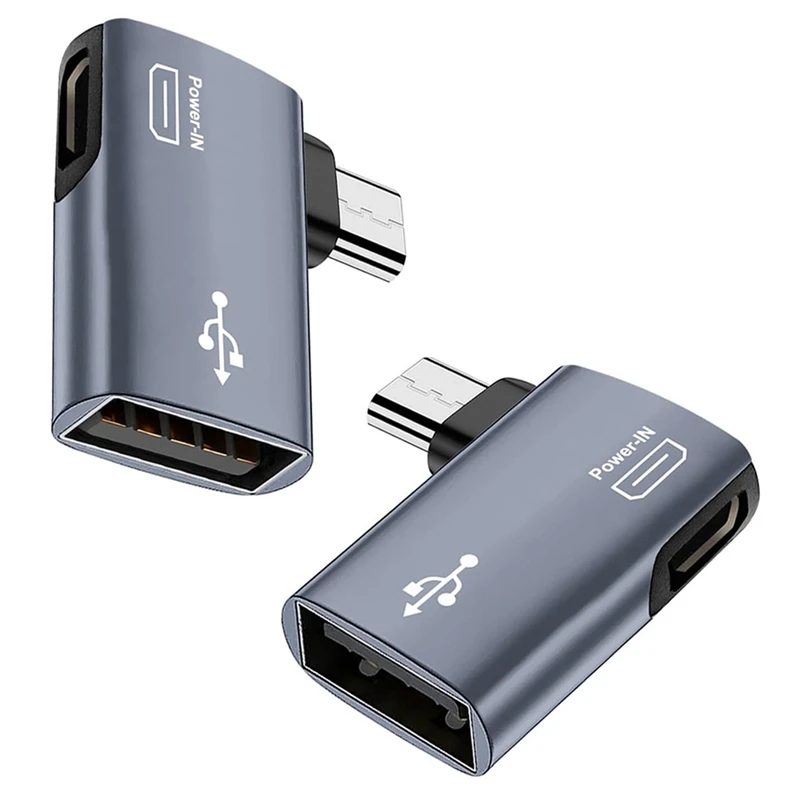 Fire TV 스틱용 OTG 어댑터, 안드로이드 폰 태블릿용, 90 도 좌우 각도 마이크로 USB to USB OTG 어댑터, 2 개, 신제품 