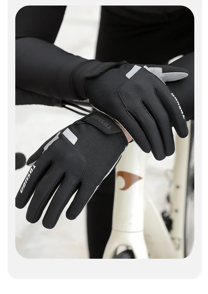TOSUOD Winter-Fahrradhandschuhe MTB Vollfinger-Fahrradhandschuhe Touchscreen-fähig Rutschfeste Silikon-Handflächenauflage Fahr- und Reithandschuhe – Detail 17