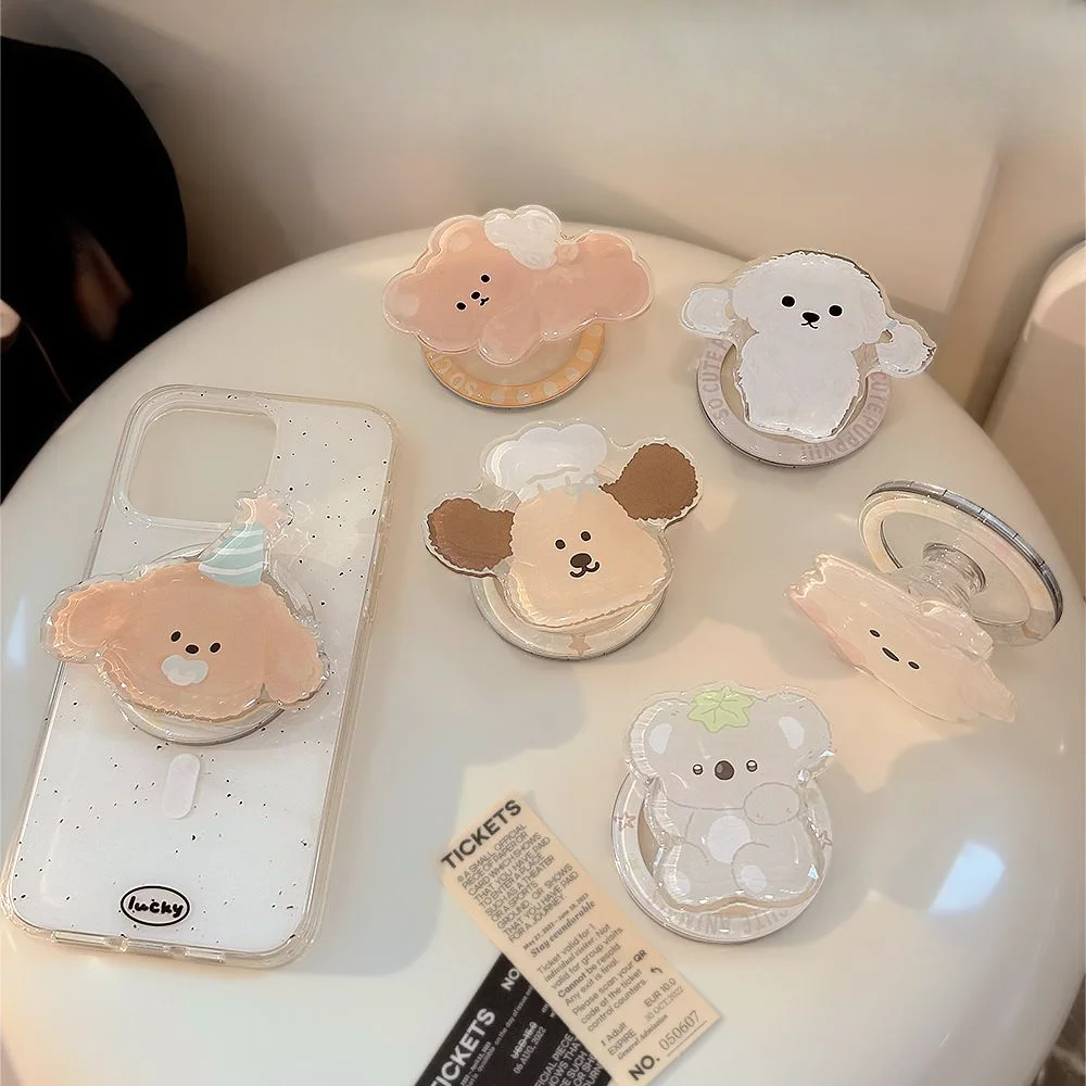 Cute Bear Animal Magnetic Phone Griptok Grip Tok Stand, Funny Adjustable Phone Stand Holder Support for IPhone 15 14 Pad
