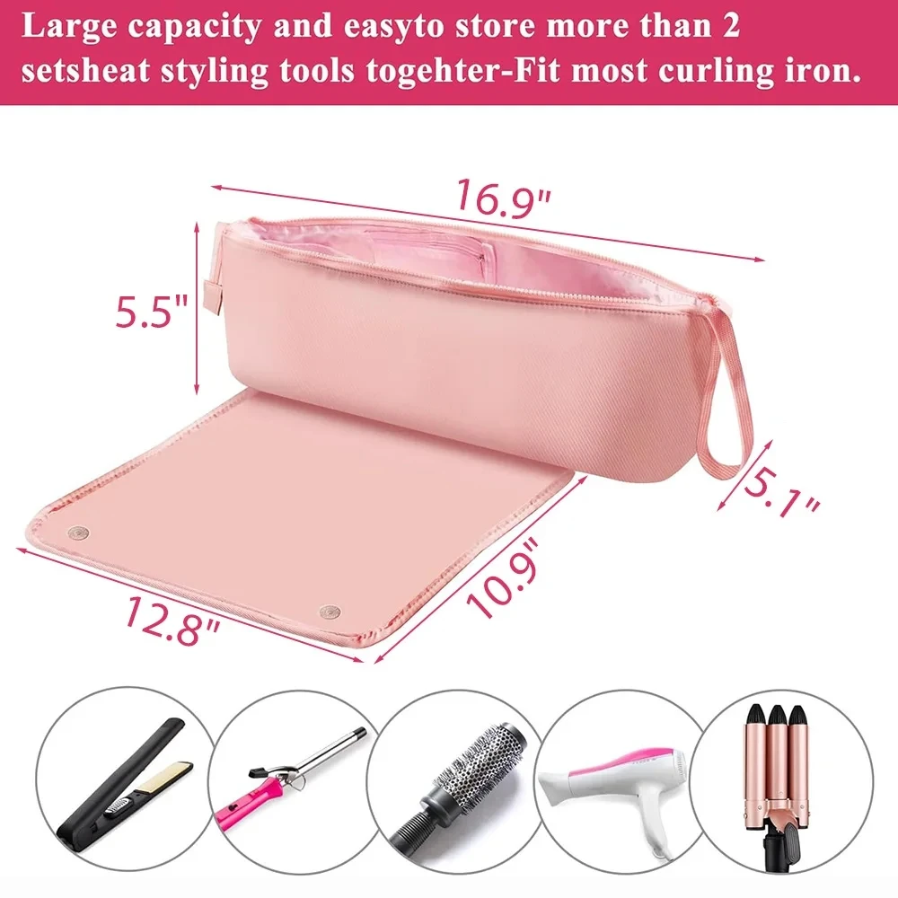 Hair Tools Travel Bag and Heat Resistant Mat, 2 in 1 Organizer Hair Travel Case for Curling Iron,Hair Straightener,Hair Dryers ﻿
