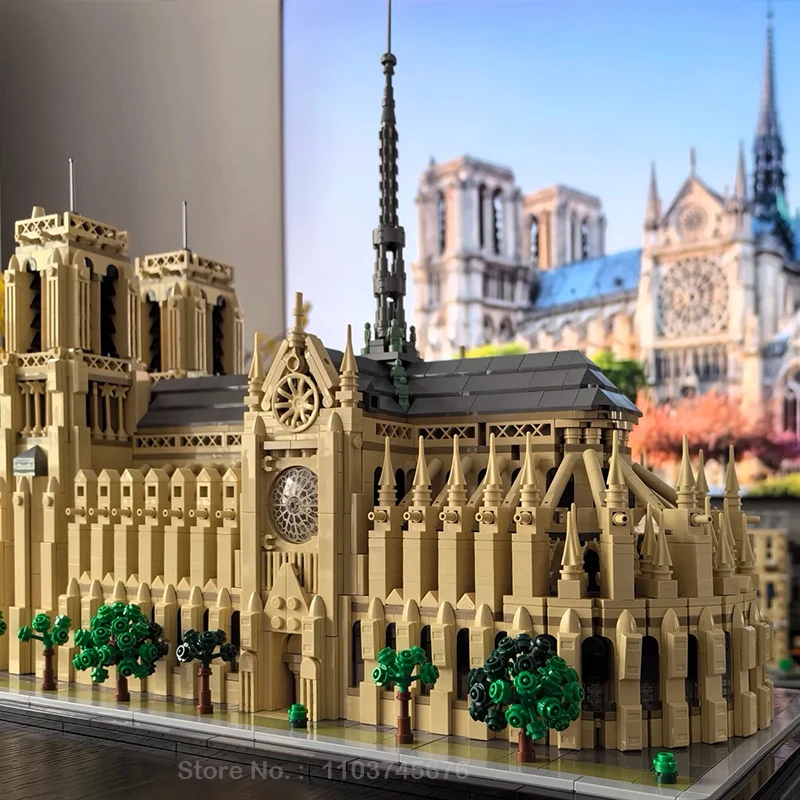 2024 New 21061 Notre Dame de Paris World Famous Architecture Model Building Block Bricks Educational Toys Gift for Adult Kids