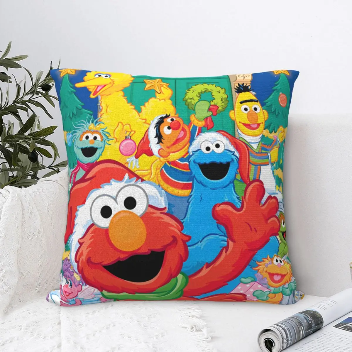 Pillow Cover Sesame Streets Christmas-bayingimg Custom Cushion Cover Vintage Pillow Case For Living Room Chair Pillowcases