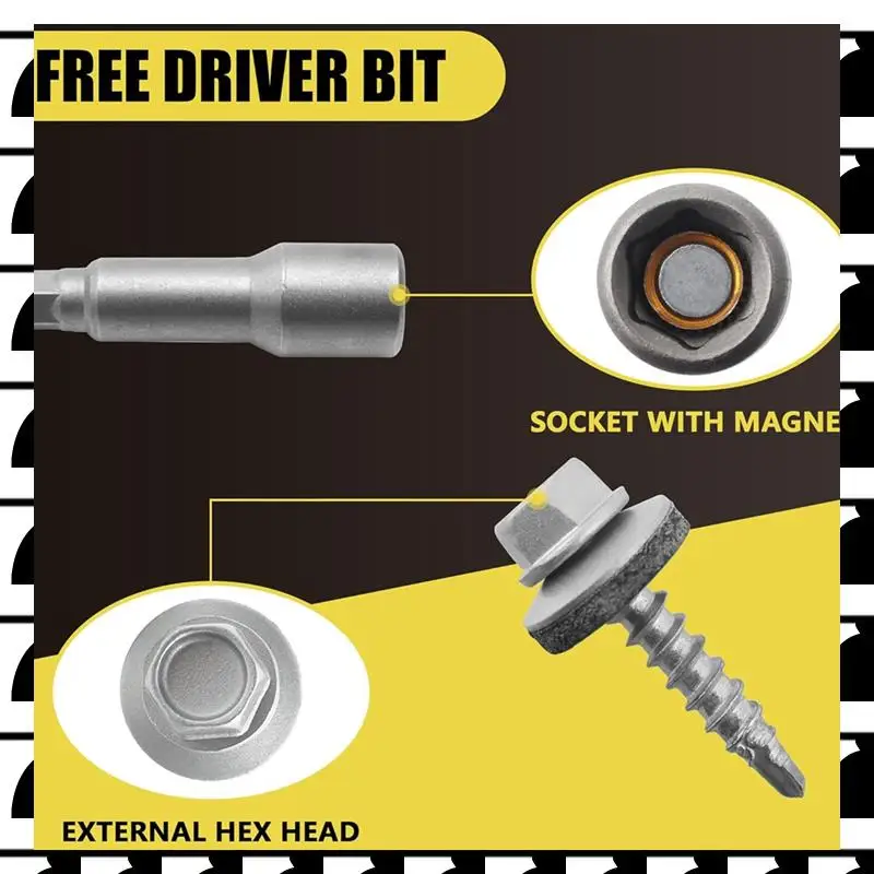 

A44U 300Pcs 10X1 Hex Heads Self-Drilling Metal Roofing Screws, EPDM Washer,Sheet Metal Roof Screw With Hex Driver Bit