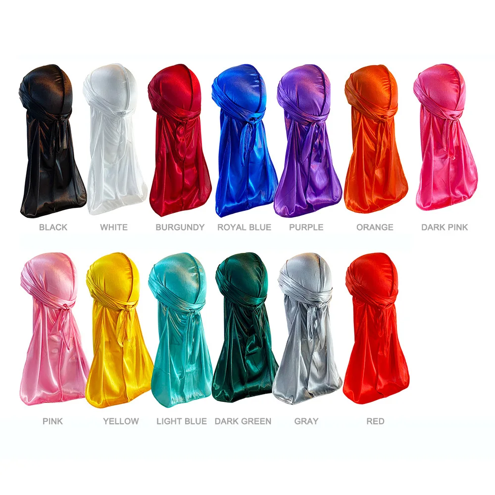 Unisex Long Silky Durag Pirate Hat Durag Chemo Caps Skull Hat Turban Men Women Bandana Chemo Cap Headwrap Hiphap Head Wrap