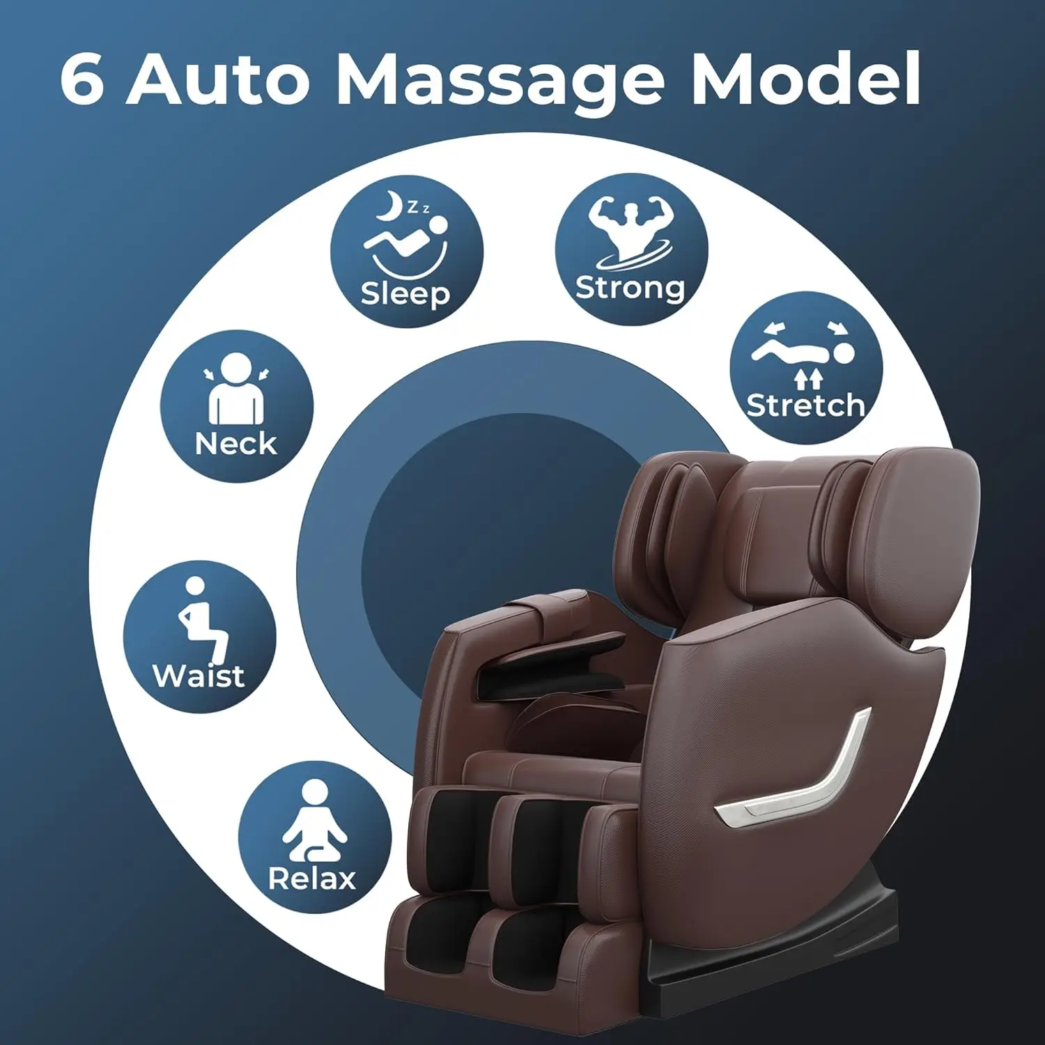 2024   , Full Body Zero Gravity Massage Chair with 8 Fixed Massage Rollers, 6 Auto Modes, Waist Heated, Bluetooth Spe