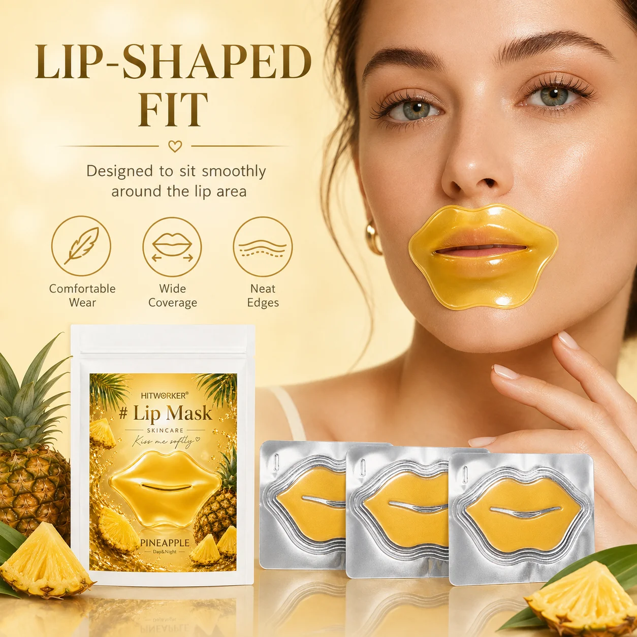 3pcs collagen rich, moisturizing, smoothing jelly lip mask, providing powerful moisturizing and brightening effects