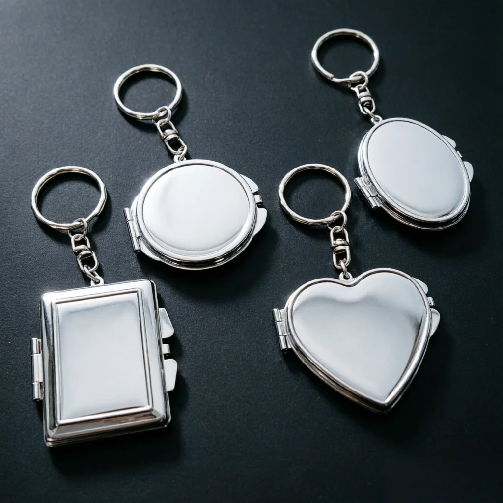 

Trendy Folding Mini Mirror Key Ring Geometric Double Sided Keychain Sided Cosmetic Keyring Chain Personalized Makeup Gift