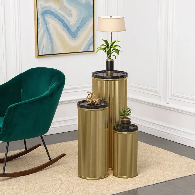 New Chinese flower stand indoor living room entrance wrought iron flower stand simple modern marble