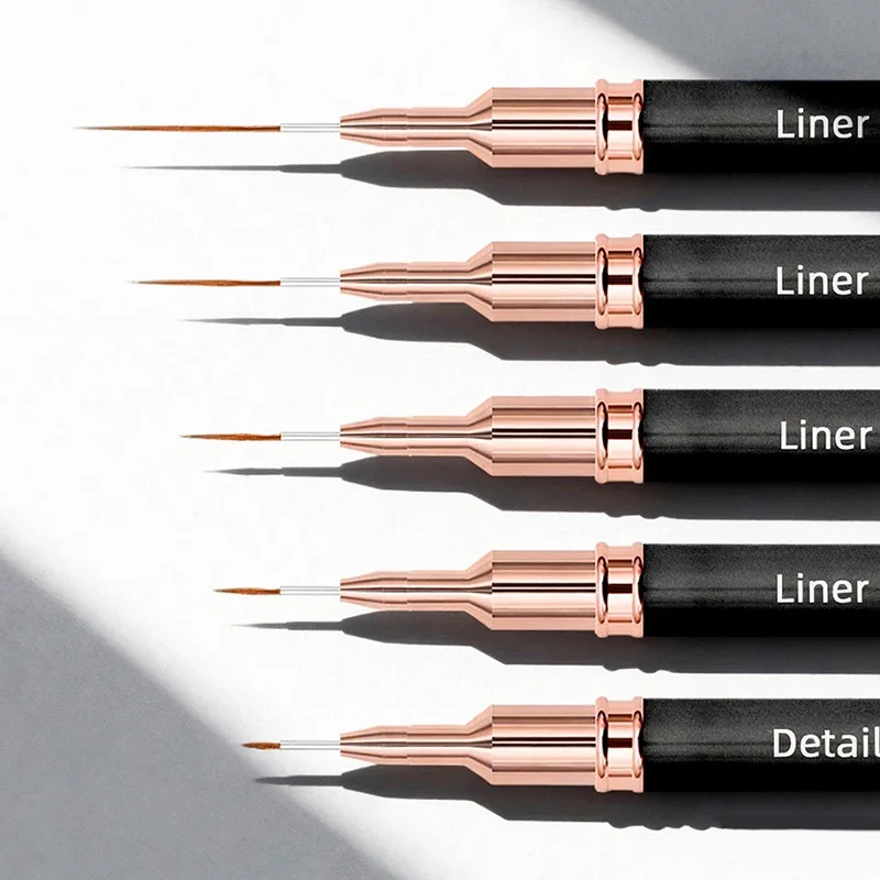 5PCS Nail Art Liner Brushes Set with Various Sizes 4/8/12/20/25mm Manicure Pens for Long Lines And Thin Details Painting & Drawi