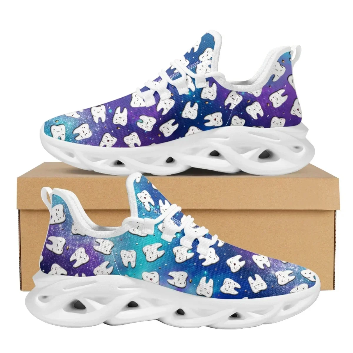 

Cartoon Teeth Gradient Print Summer Sneakers Designer Shoes Breathable Flats for Female Dentist Footwear Women босоножки женские