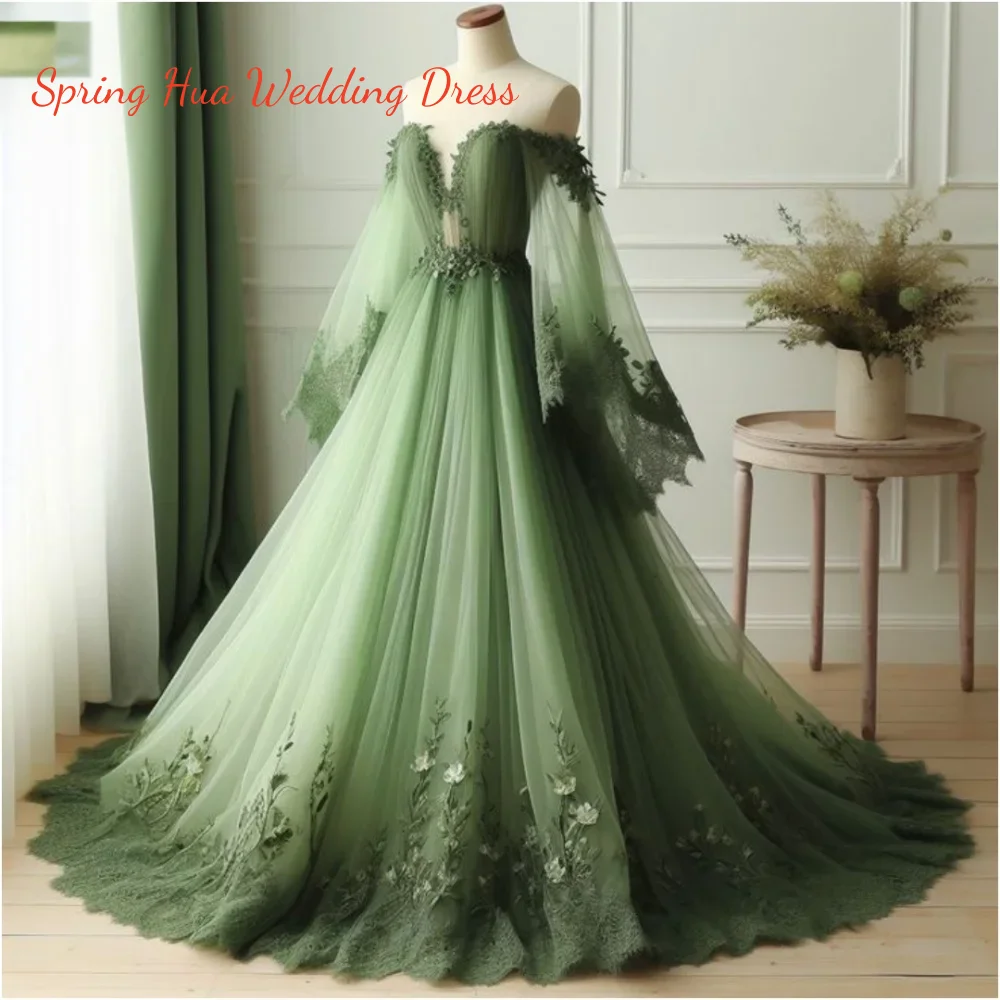 Angepasst Stickerei Ballkleid V-ausschnitt Prom Kleid A-linie Bodenlangen Brautkleider Verträumte Mesh Stoff vestidos de noche