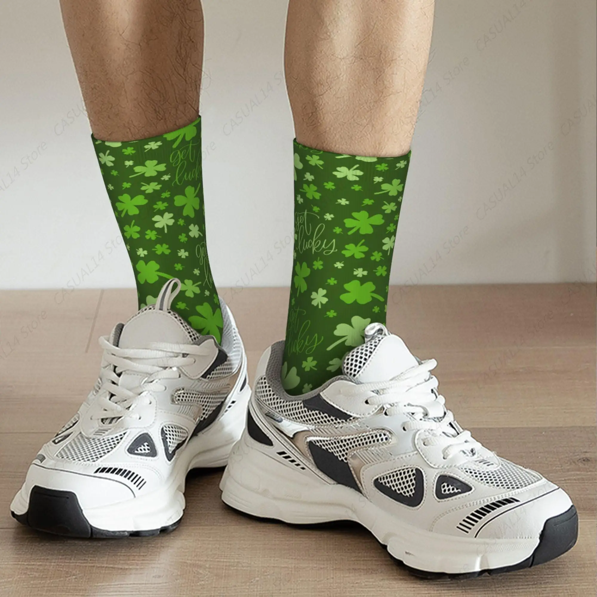 St. Patrick's Day Shamrocks Clover Unisex Casual Socks, Novelty Crew Socks for Women Men Birthday Anniversary Holiday