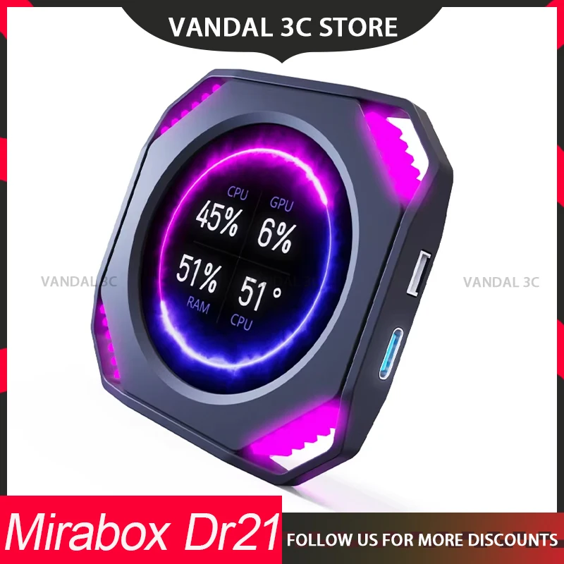 Mirabox Dr21 Case Secondary Screen 2.1-Inch Monitoring Water-Cooled Screen Synchronous Display Customized Computer Accessories