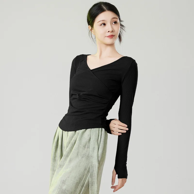 

New modern dance tops, fashionable basic training clothes, classical dance clothes, female slim-fit Chinese dance practice