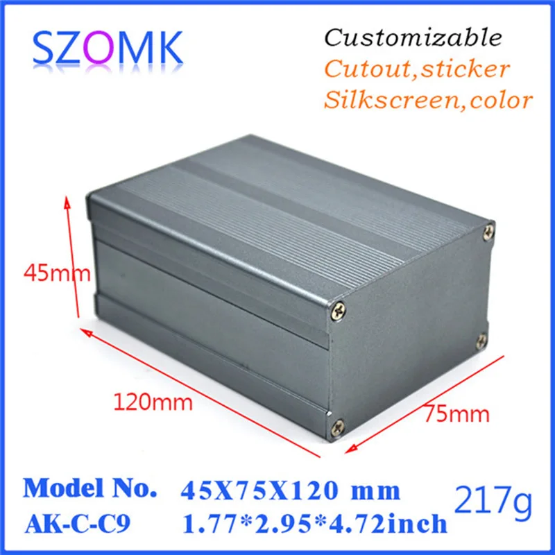 

10Pcs 45*75*120mm szomk aluminum amplifier case aluminum housing gps tracker power supply extrusion aluminum diy enclosure