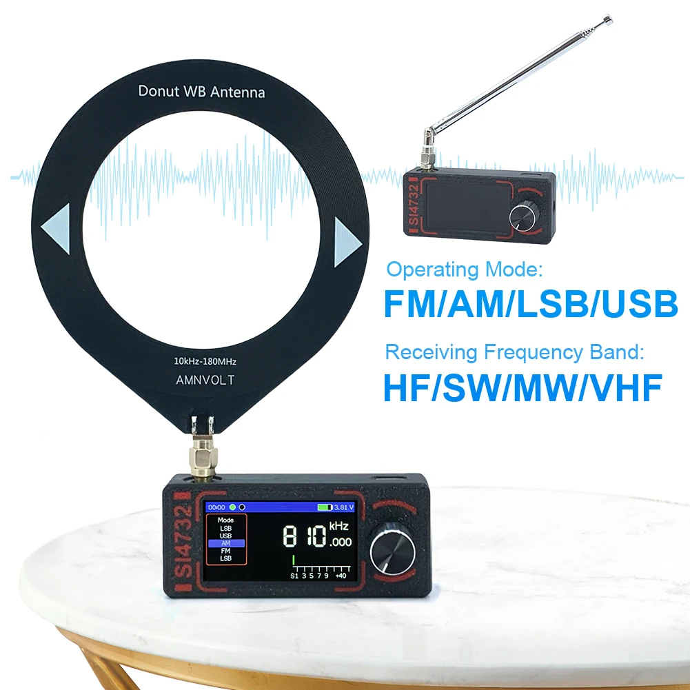

SI4732 0.5-108mhz Mini Radio LSB USB AM FM FM/AM Radios HF SW MW VHF All Band Radio Receiver w/Antenna Gifts for Seniors Elderly