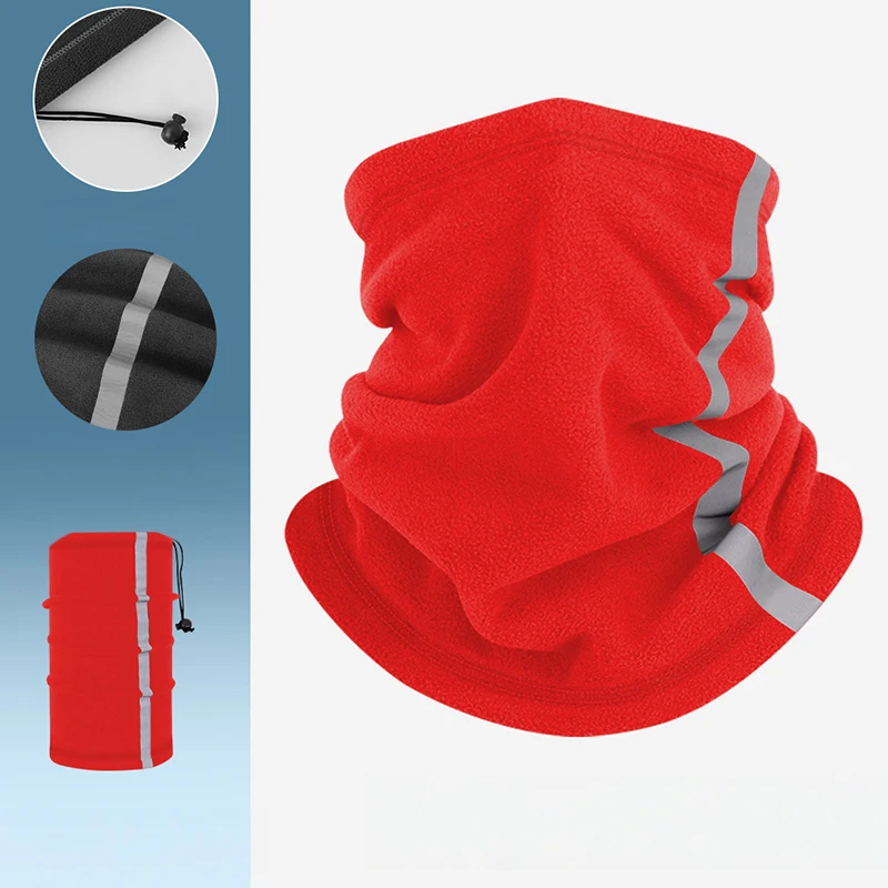 

Winter Neck Warmer for Men Women Fleece Thermal Neck Gaiter with Reflective Stripe, Multifunctional Face Mask Outdoor Sports