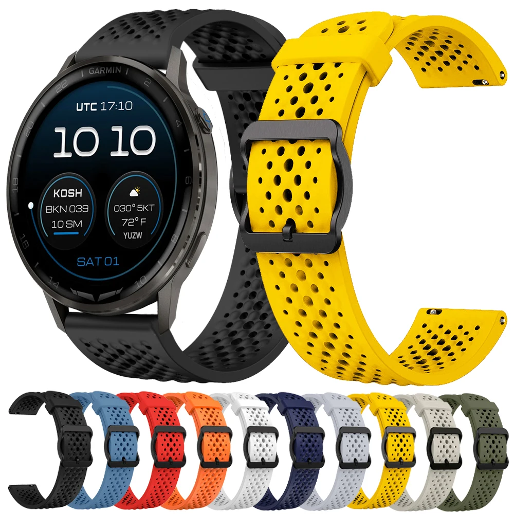 22mm Atmungsaktives Armband für Garmin D2 Air X15/Venu 4 3 2/Forerunner 570 47mm 265 255 Music Vivoactive 4 Uhrenarmband Sportarmband