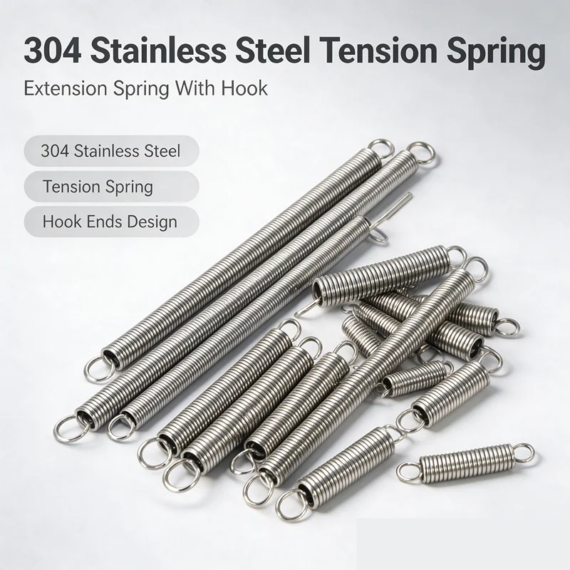 304 Stainless Steel Extension Spring With Hook Double End Hook Metal Tension Pull Spring Hardware Accessory
