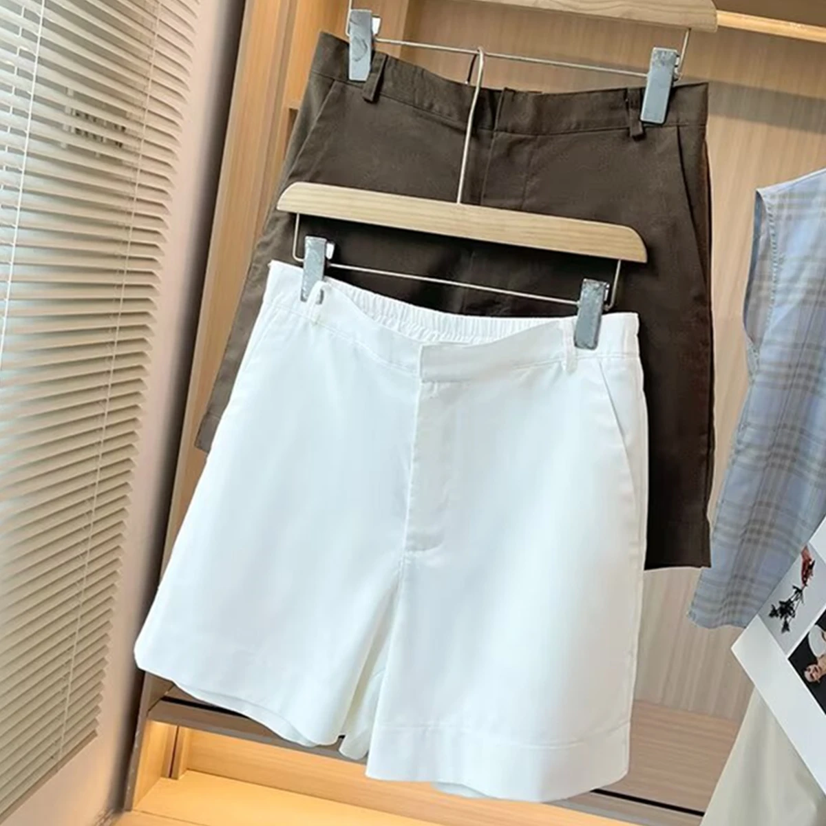 Dave&Di French Lazy Cotton And Linen Straight Bermuda Shorts Women Minimalist Commuting Casual Loose Harem Pants Shorts