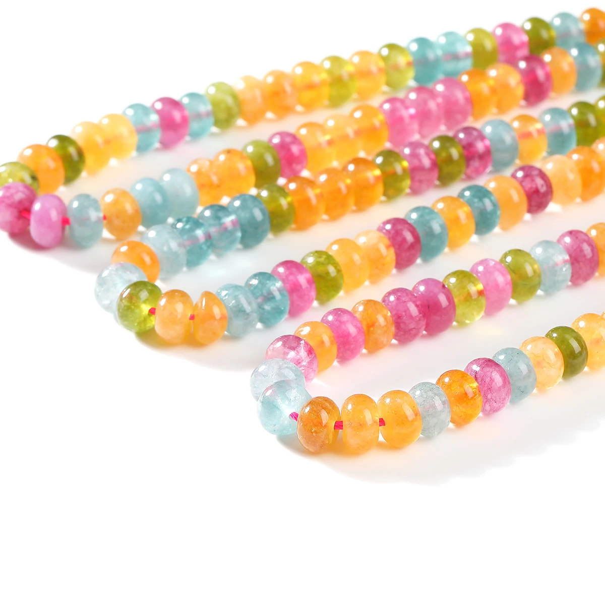 Natural Stone Candy Tourmaline Chalcedony Abacus Rondelle Shape Bead Spacer for Jewelry Making DIY Bracelet Necklace Accessory