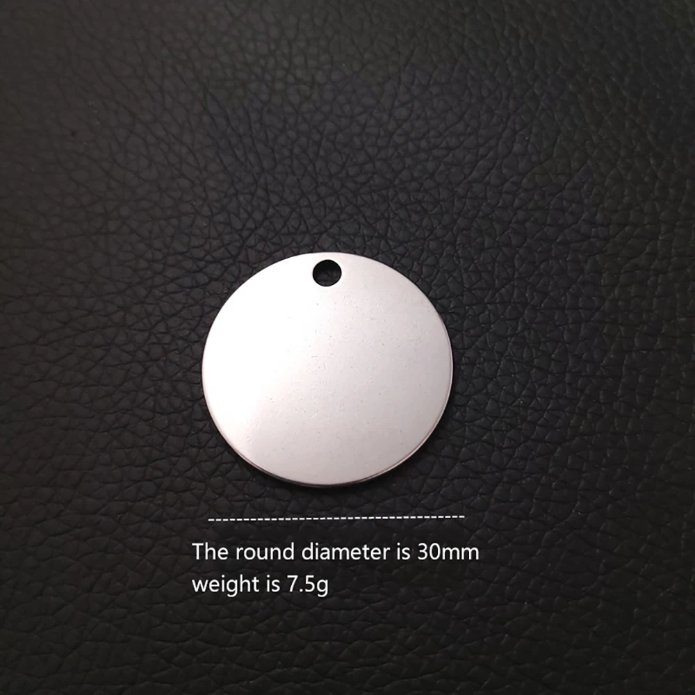 30pcs Smooth Stainless Steel Blank Tag DIY Pendant Pet Necklace Tag Keychain, For Laser Engraving Machine Carving Text Patterns