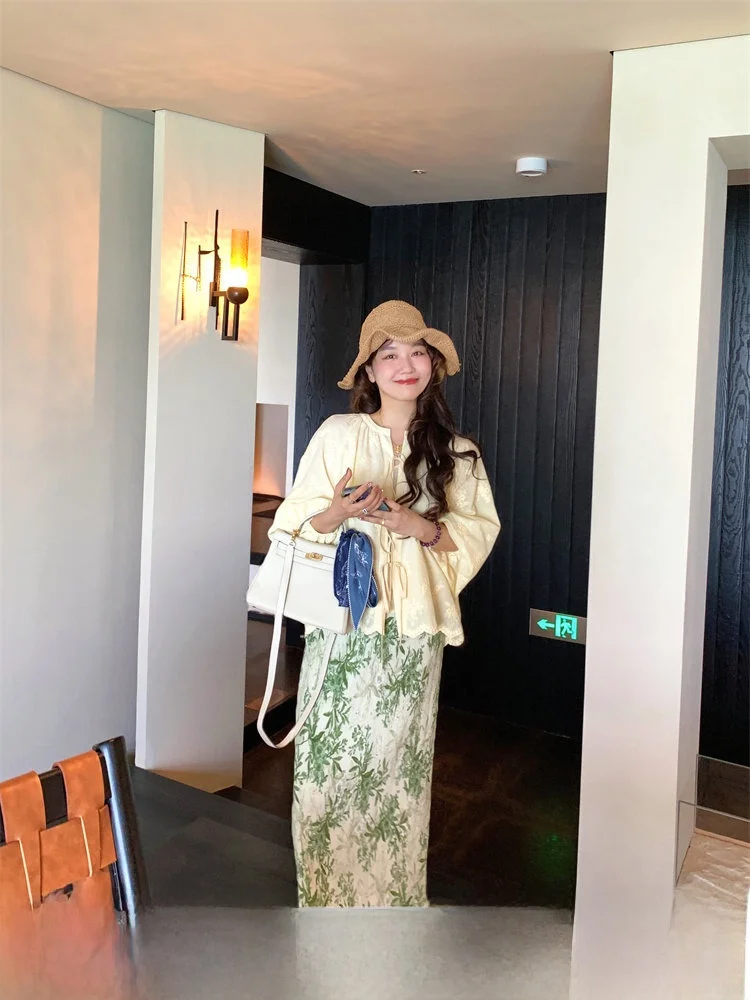 

Pure Cotton Floral Print Women's irt Spring 2026 Commute Sle Loose Fit Long Sve round Ne Easy Care Thin Fabric