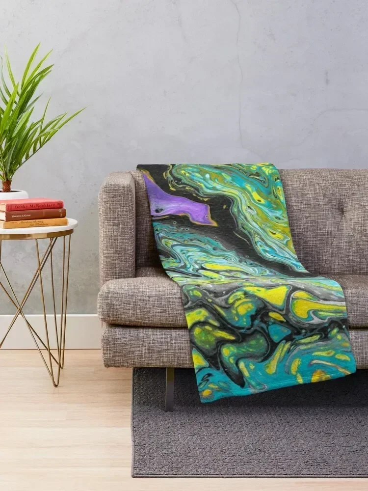 Abstract Purple and Teal Painting Throw Blanket For Sofa Thin blankets and throws Luxury Throw Flannel Fabric Blankets