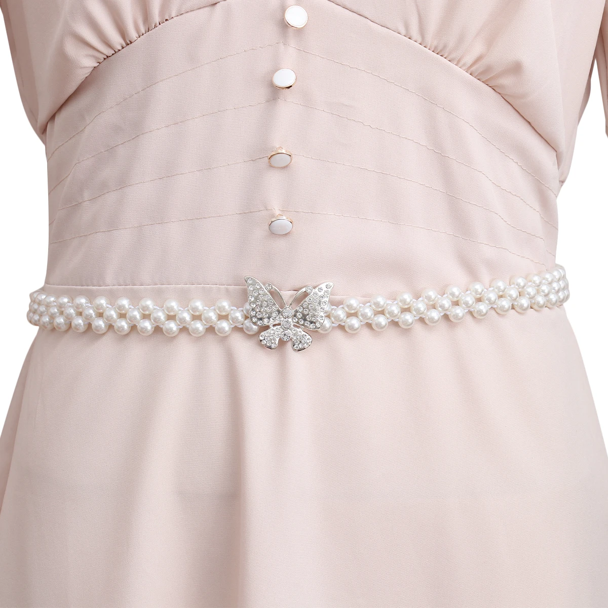 

Pearl Flowers Waist Chain Rhinestone Jewelry Women White Belt Bridesmaid Beach Dance Elegant Fashion Accessories