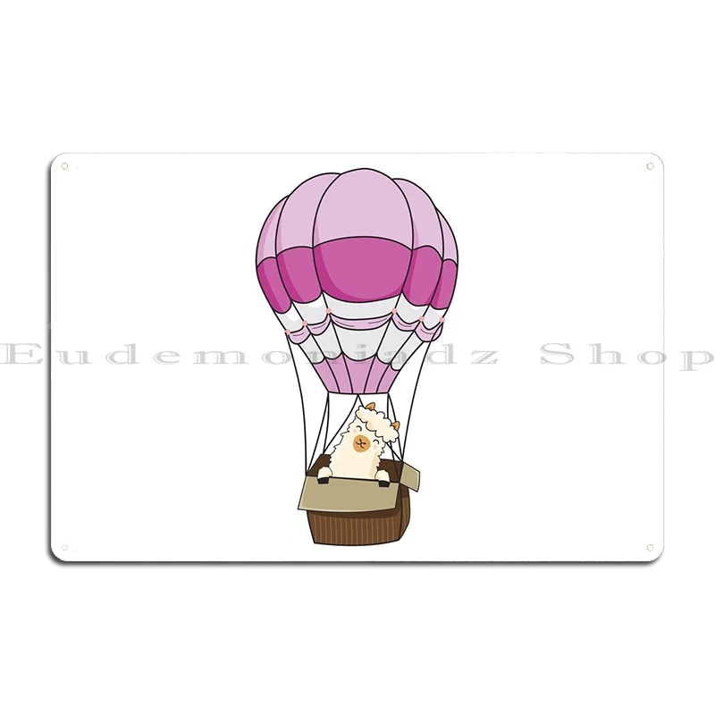 Alpaca Cute Air Balloon Metal Sign Retro Home Decoration Customize Plaques Tin Sign Poster